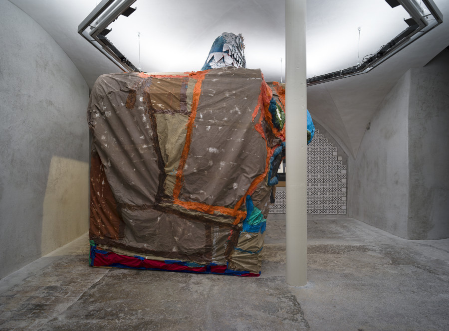 Exhibition view Monster Chetwynd «Profusion Protrusion», Cabaret Voltaire 2023; Monster Chetwynd, Il Tetto, 2017. Photo: Cedric Mussano.