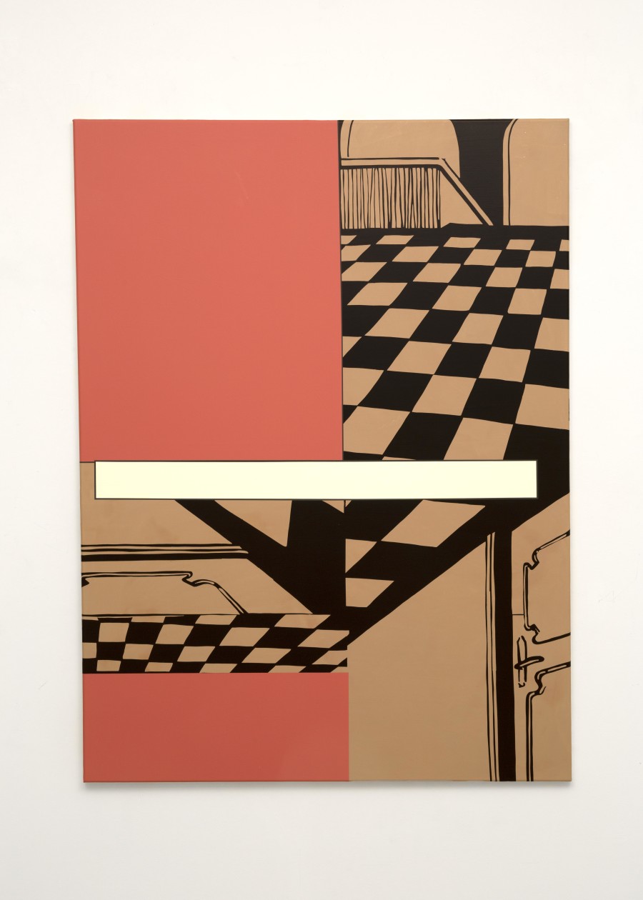 Andreas Hochuli, Architecture du rêve, 2025, acrylic on canvas, 140 x 100 cm. Galerie Heinzer Reszler, 2026. Courtesy of the artist and the gallery