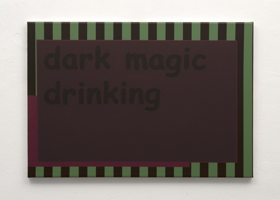 Andreas Hochuli, Dark magic drinking, 2025, acrylic on canvas, 45 x 65 cm. Galerie Heinzer Reszler, 2026. Courtesy of the artist and the gallery