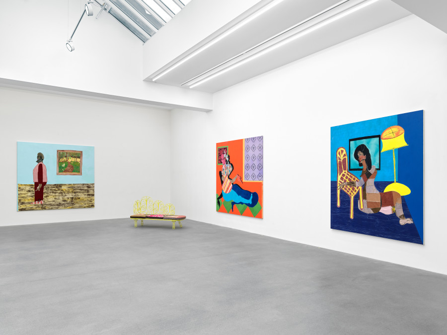 Installation view, Tschabalala Self, Spaces and Places, Galerie Eva Presenhuber, Zurich, Maag Areal, 2023. Courtesy the artist and Galerie Eva Presenhuber, Zurich / Vienna Photo: Stefan Altenburger Photography, Zürich